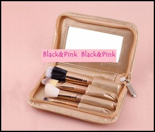 Kit 4 Mini Pincéis Dourados + Estojo! (cód. 020)